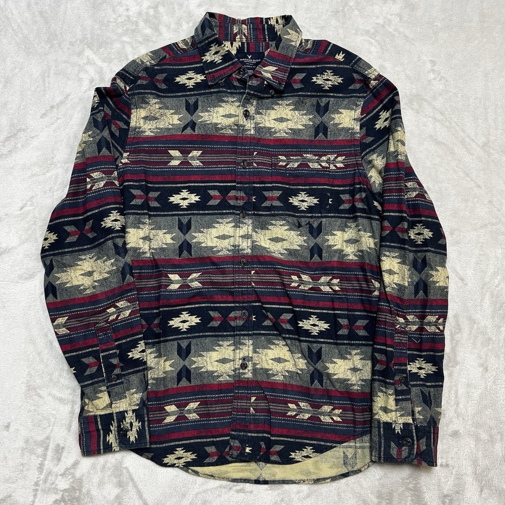 American Eagle Outfitters Mens Classic Fit Aztec Southwestern Flannel Shirt Sz M